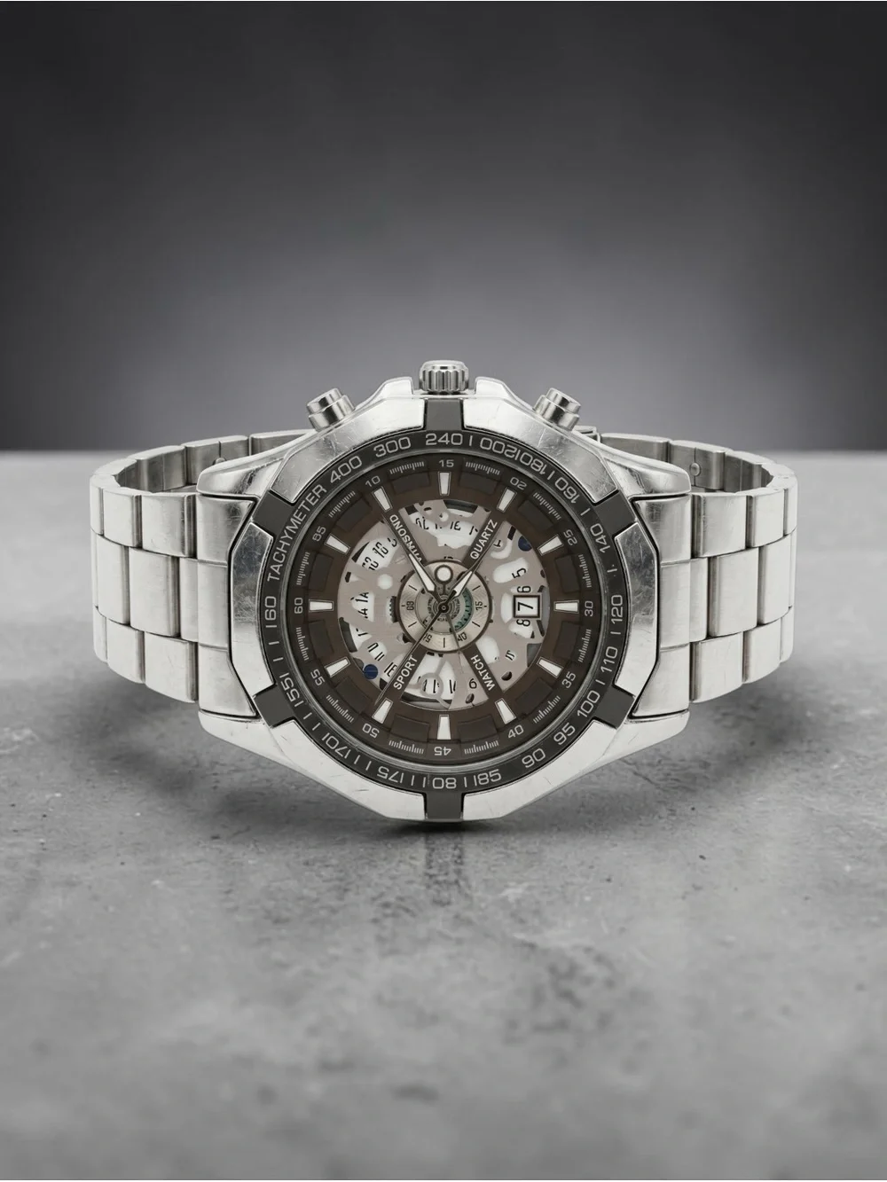 NWT Winisond Men's Silver Stainless Steel Quartz Sport Watch - Brand New